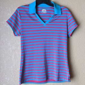 2 for $5 Slazenger Golf Polo Teal & Pink Striped SZ Small